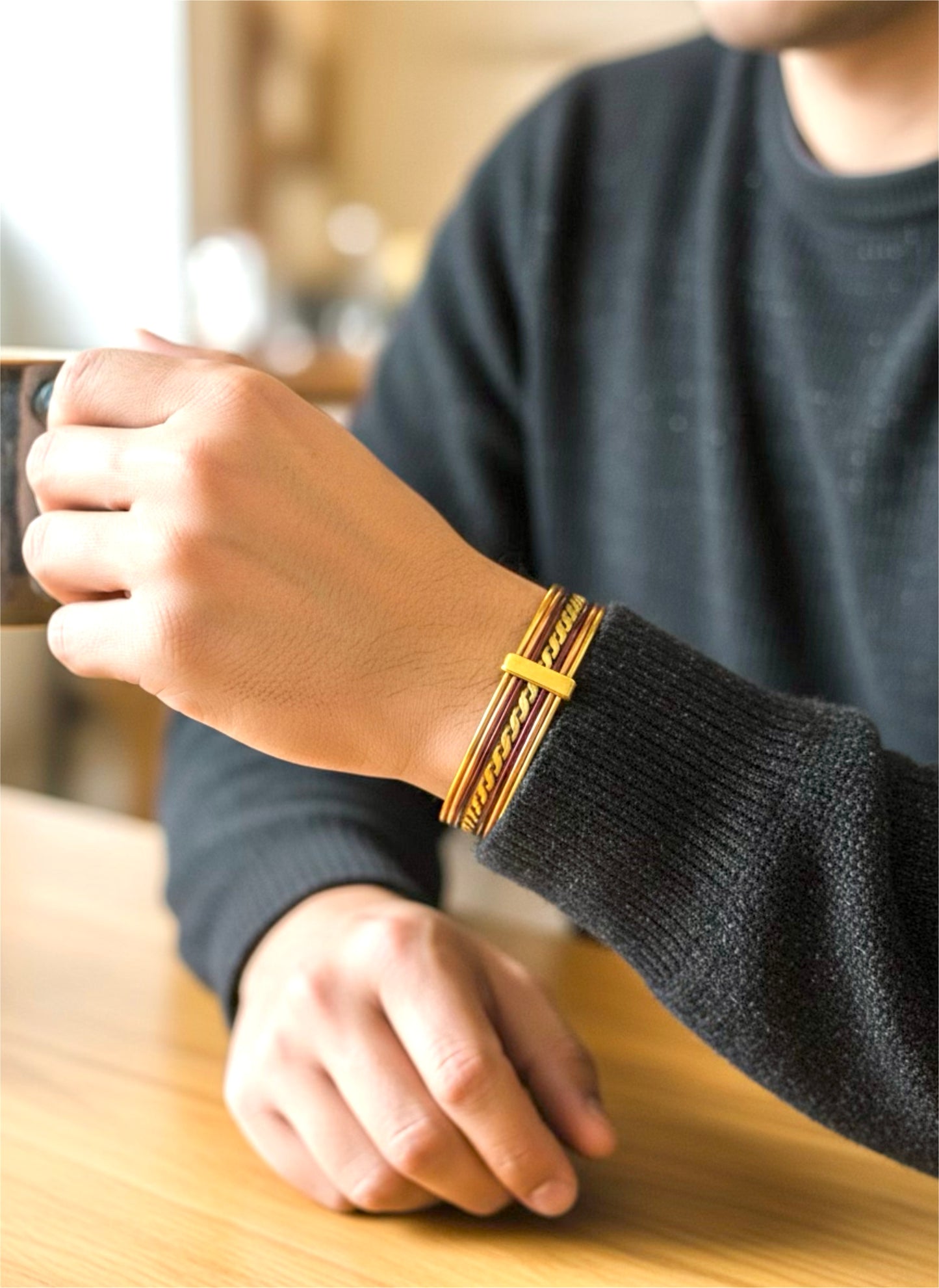 Bracelet DUMS — Manchette en laiton doré et cuivre torsadé