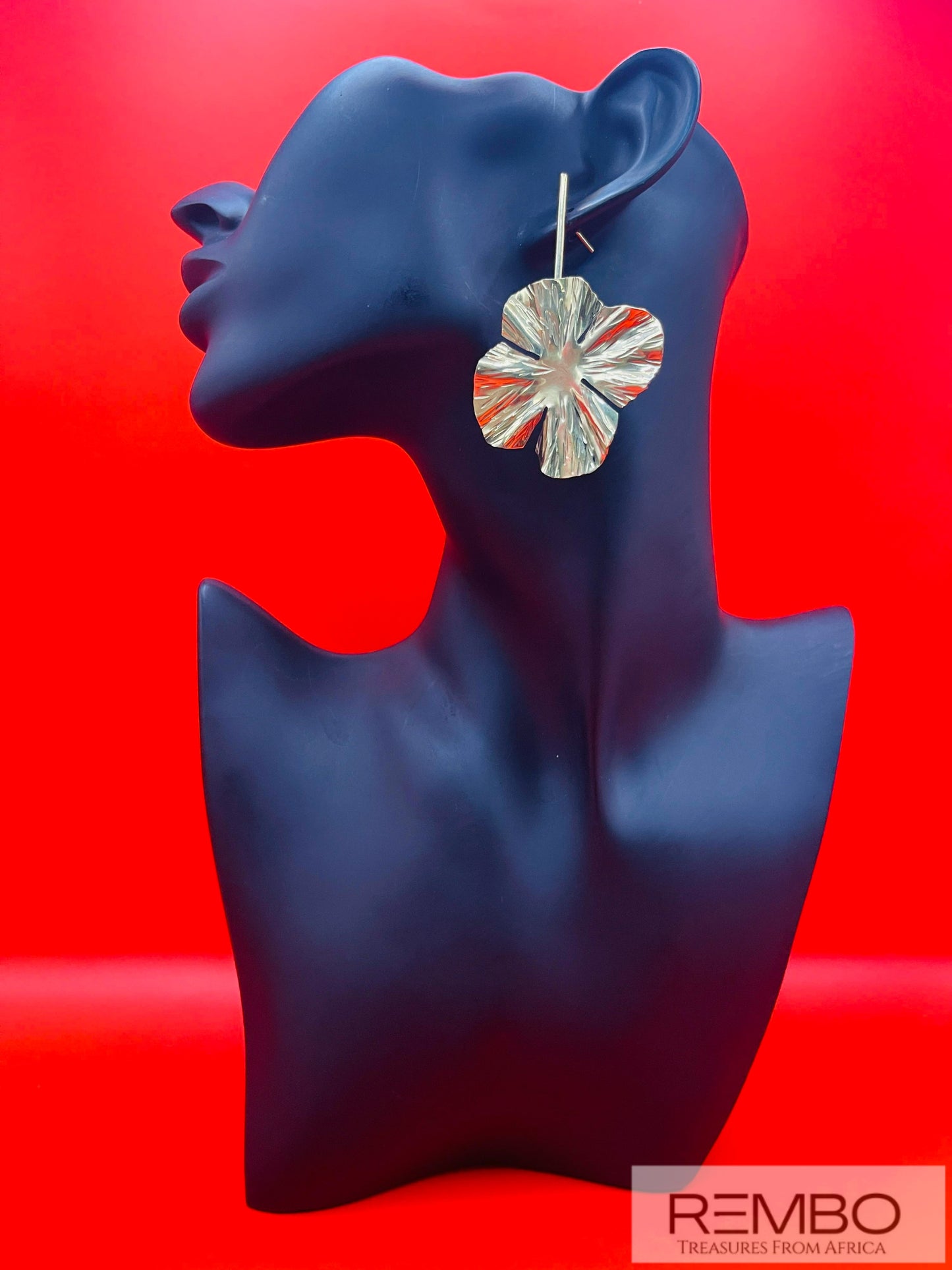 Hibiscus - Boucles d'Oreilles en Laiton Antiallergique avec Motif Fleur d'Hibiscus