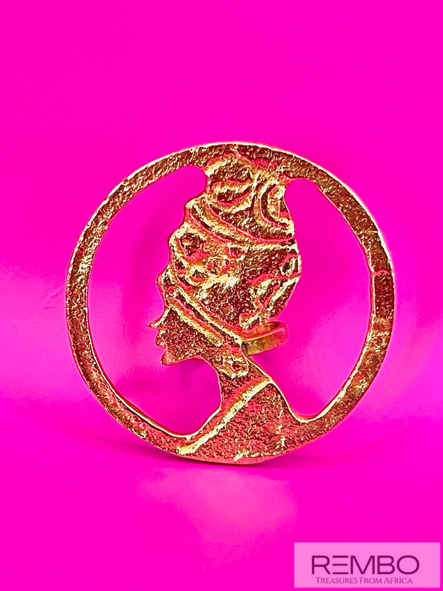 Reine d'Afrique - Bague Femme Africaine en Laiton Doré Artisanale du Kenya - REMBO