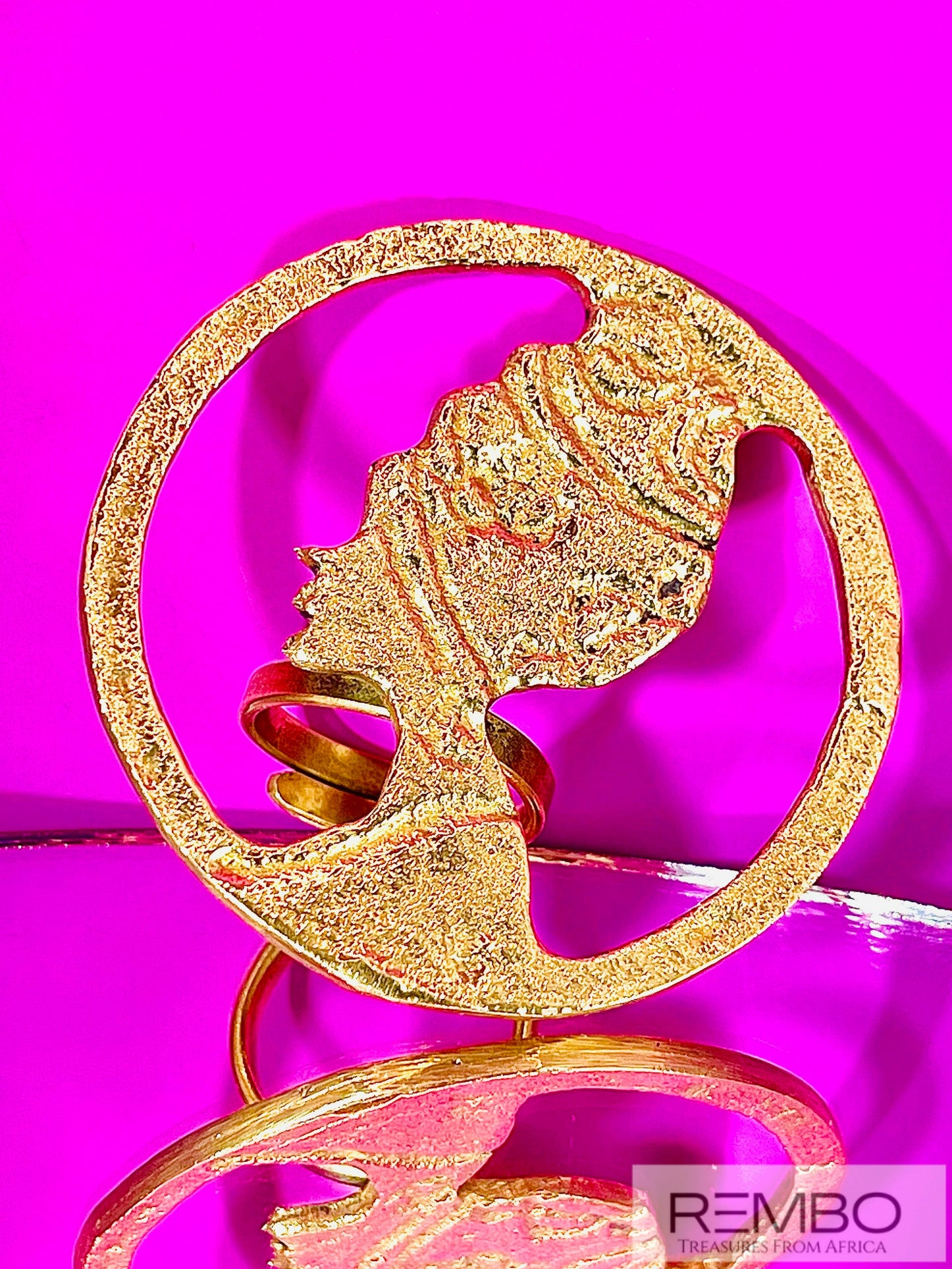 Reine d'Afrique - Bague Femme Africaine en Laiton Doré Artisanale du Kenya - REMBO