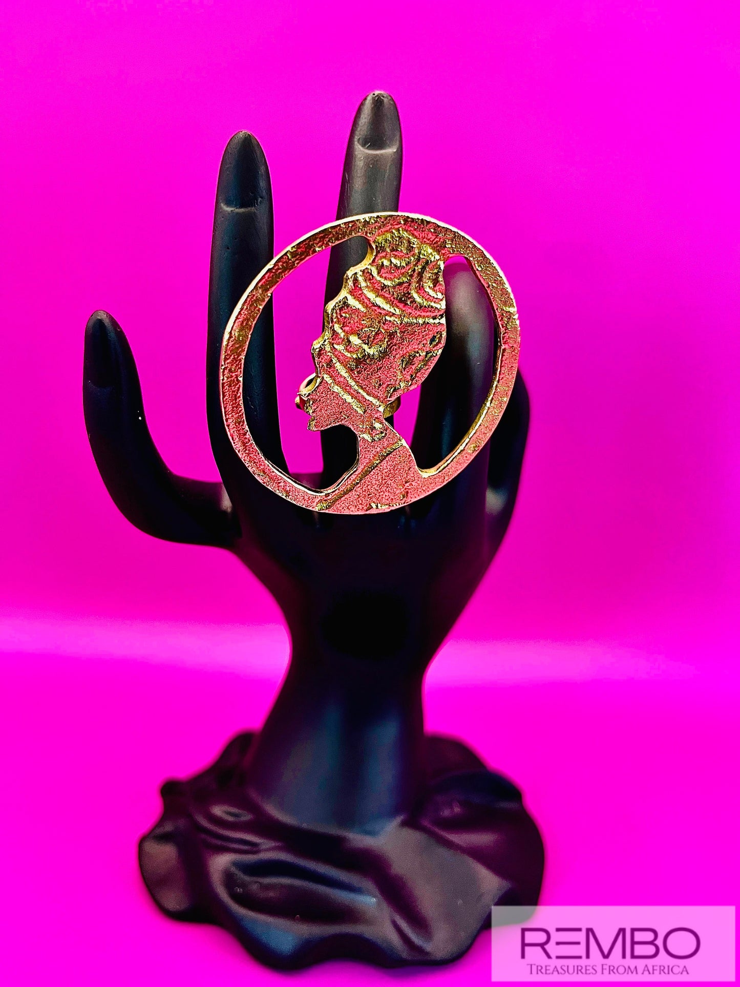Reine d'Afrique - Bague Femme Africaine en Laiton Doré Artisanale du Kenya - REMBO