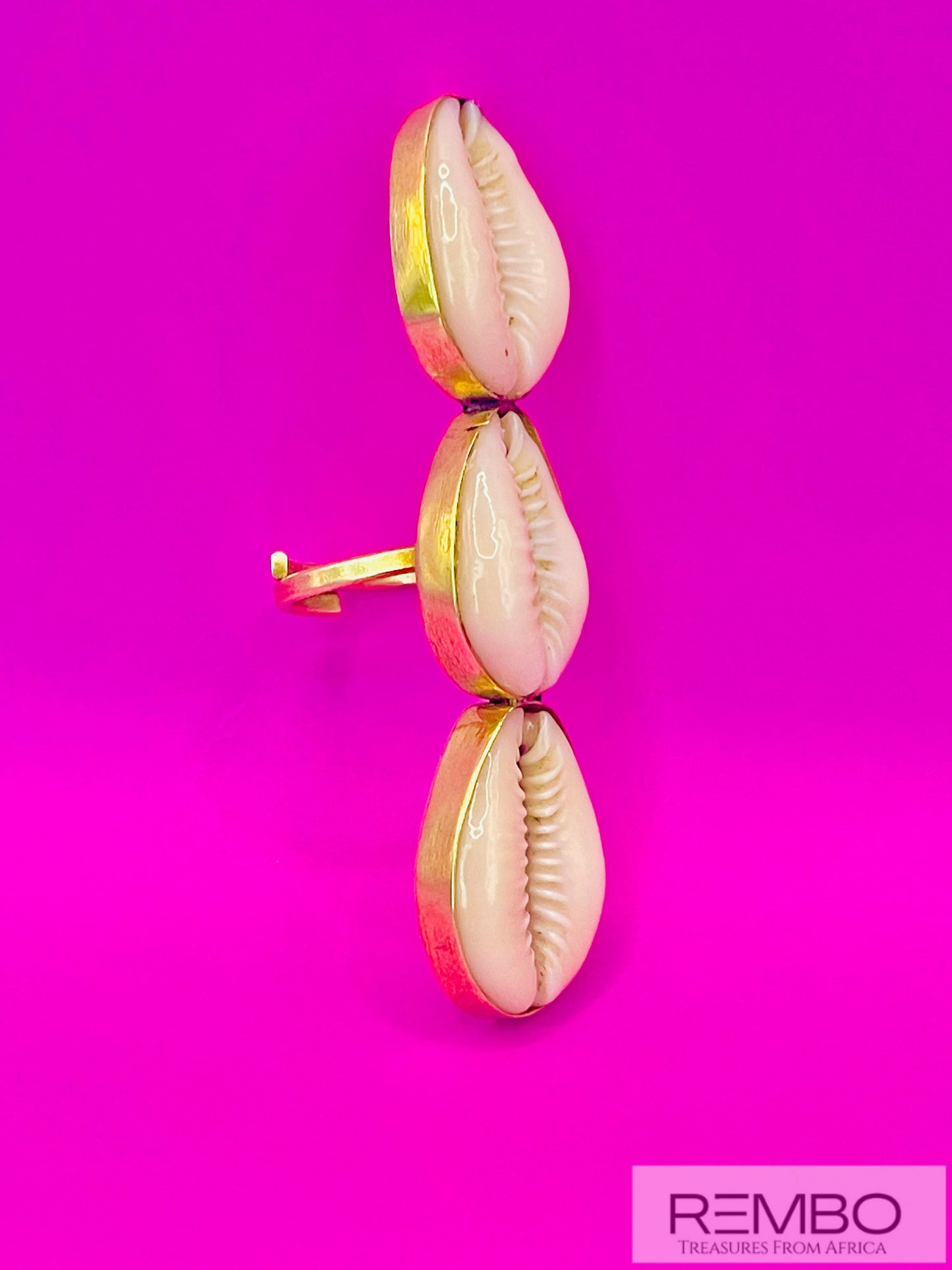 Trésor des Mers - Bague Cauris en Bronze et Coquillage Artisanale du Kenya - REMBO