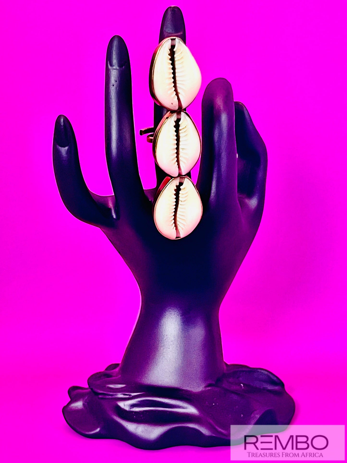 Trésor des Mers - Bague Cauris en Bronze et Coquillage Artisanale du Kenya - REMBO