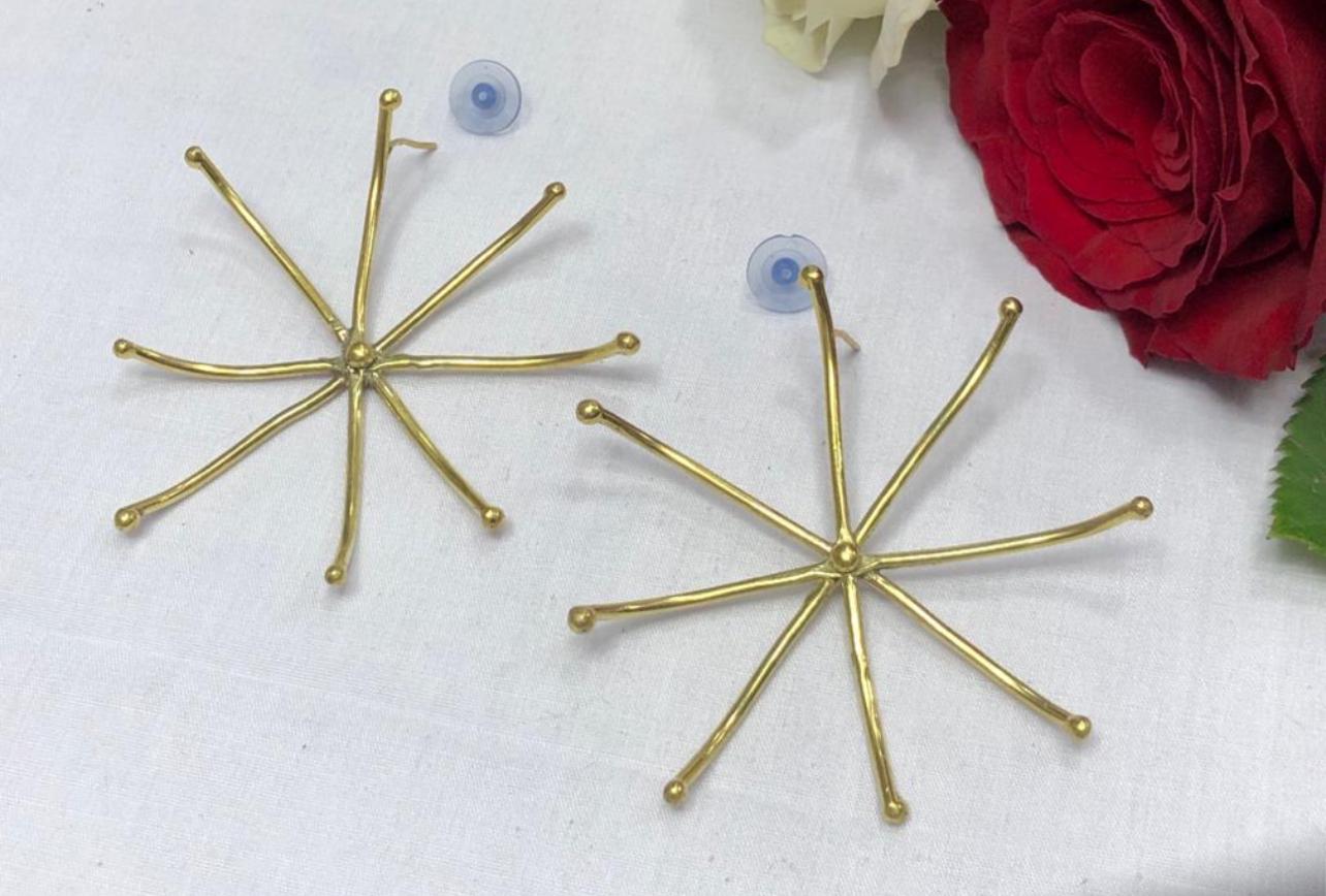 Star light - Boucles d'Oreilles en Laiton Antiallergique en Forme d'Étoile