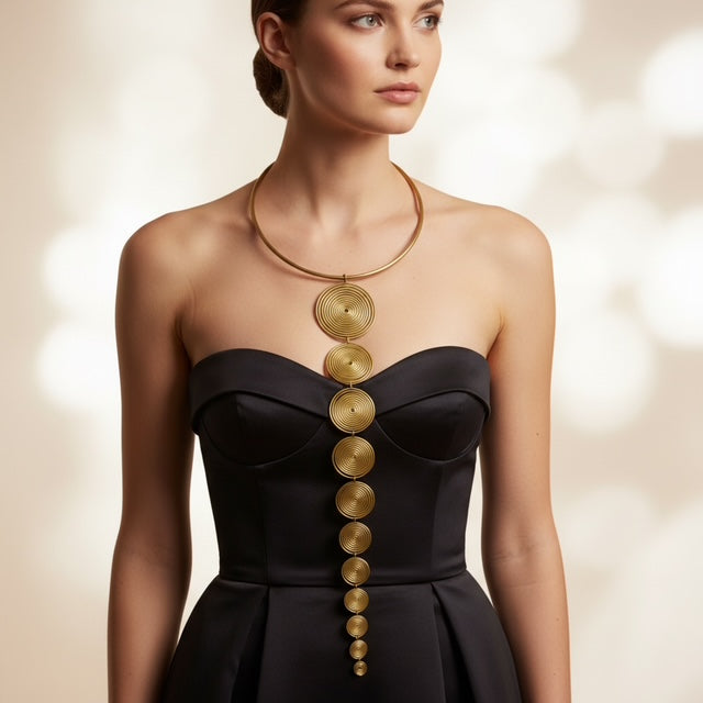 Collier CRAVATE - Bijoux artisanaux femme en laiton doré faits main - REMBO by ARIA