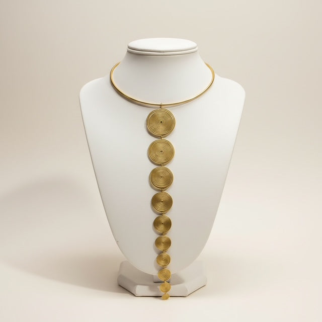 Collier CRAVATE - Bijoux artisanaux femme en laiton doré faits main - REMBO by ARIA