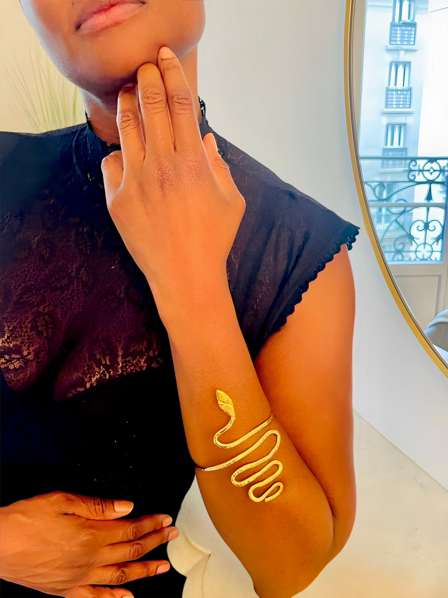 Manchette NAGA – Bracelet serpent en bronze & laiton doré | REMBO by Aria
