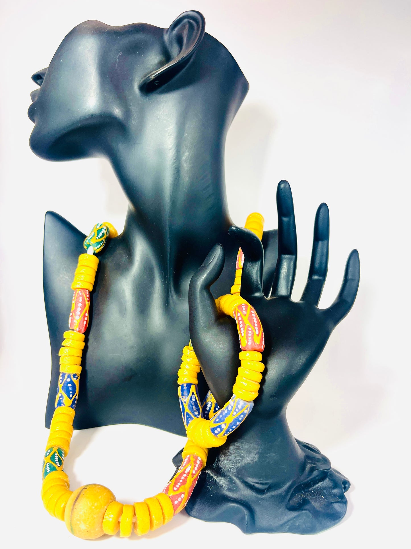 Parure Bracelet et Collier - Éclat de Verre Krobo - Eban Nyansa