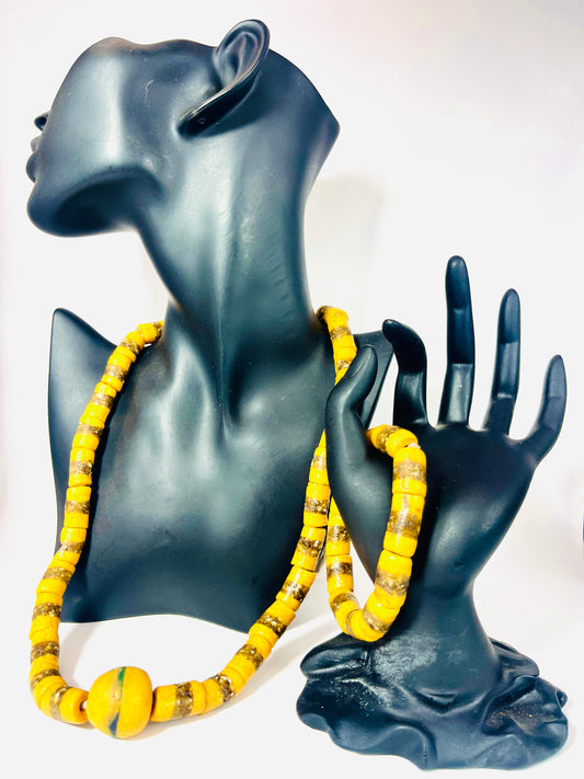 Parure Bracelet et Collier - Éclat de Verre Krobo - Ada Simé