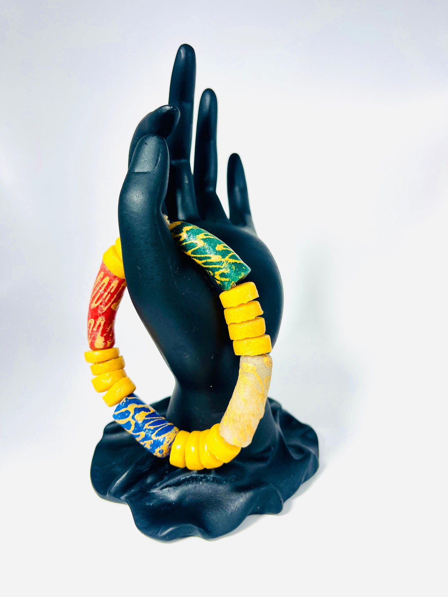 Parure Bracelet et Collier - Éclat de Verre Krobo - Ablavi Étoile