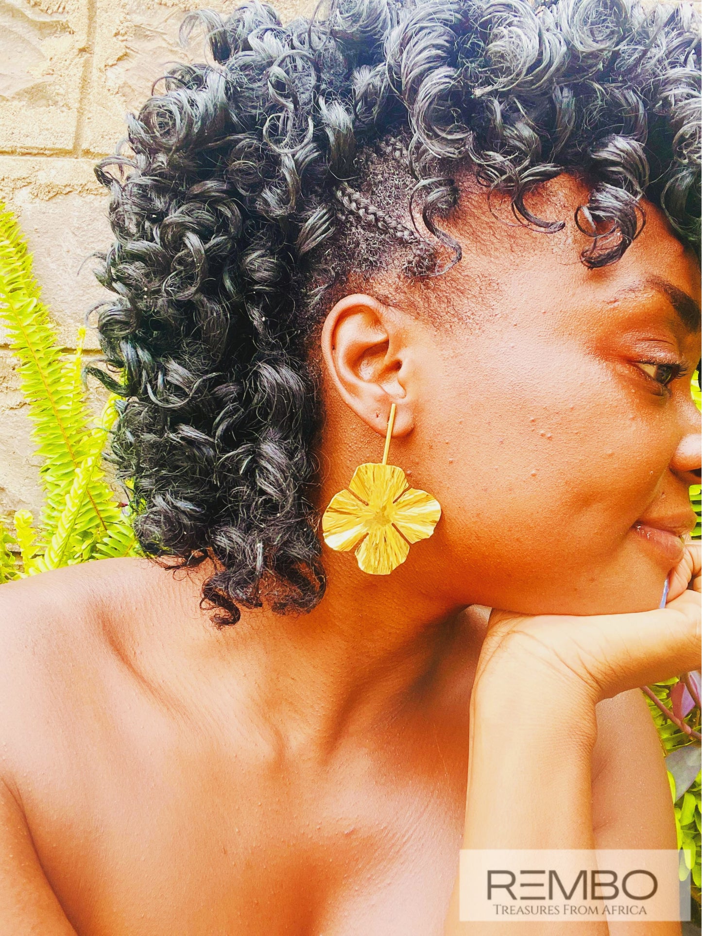 Hibiscus - Boucles d'Oreilles en Laiton Antiallergique avec Motif Fleur d'Hibiscus