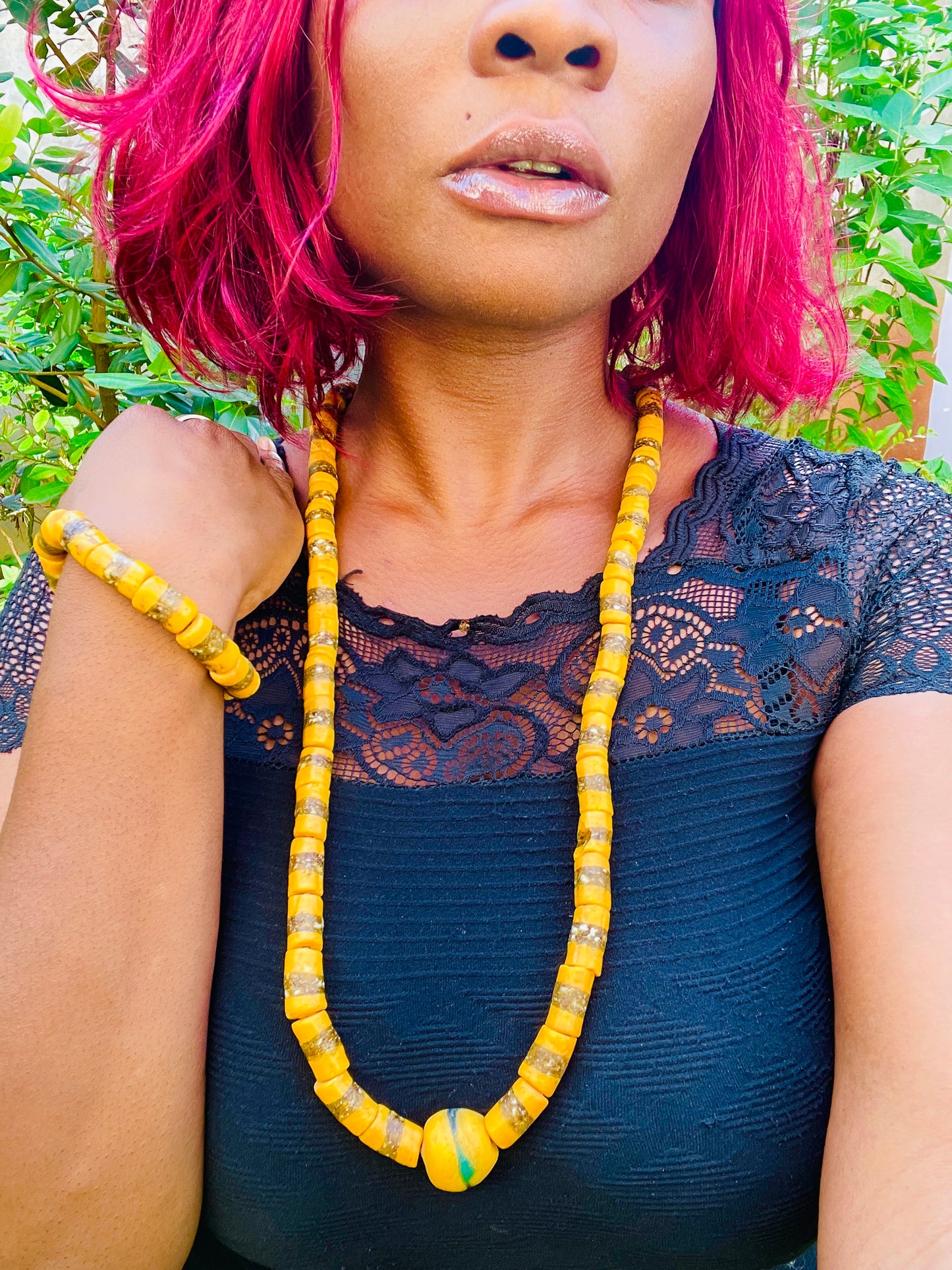 Parure Bracelet et Collier - Éclat de Verre Krobo - Ada Simé