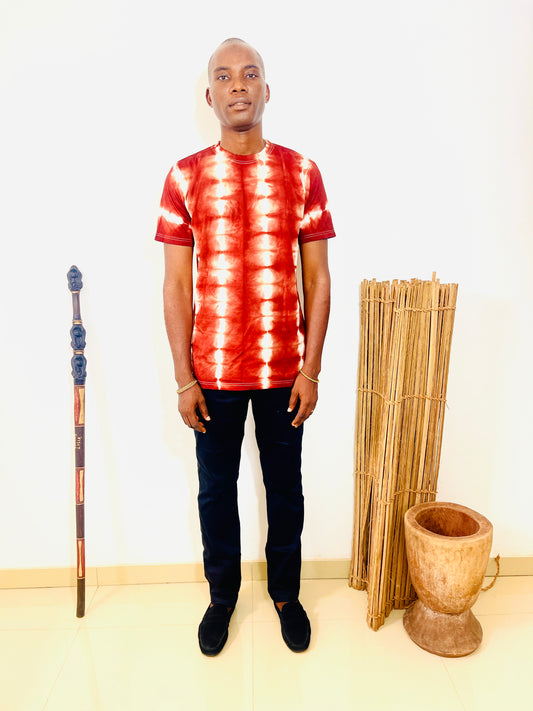 Tee-shirt Tie and Dye Artisanat Africain ROUGE.